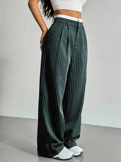 Gestreifte Damen Stoffhose