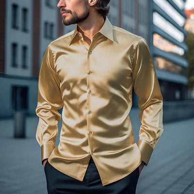 Glänzendes Herren Satin Hemd