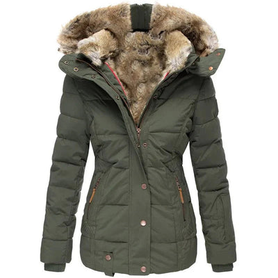 Elegante Damen Winterjacke mit Kunstfellkapuze