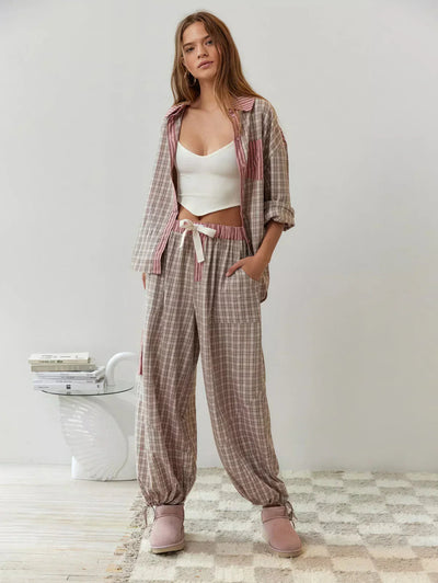 Eleganter Damen Pyjama Lang für Entspannte Nächte