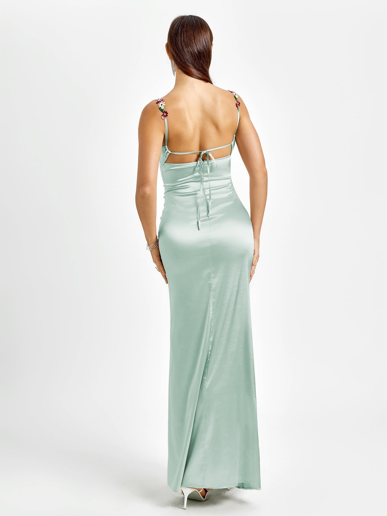 Irvin | Verzierter Träger-Rücken-Satin-Bodycon-Kleid