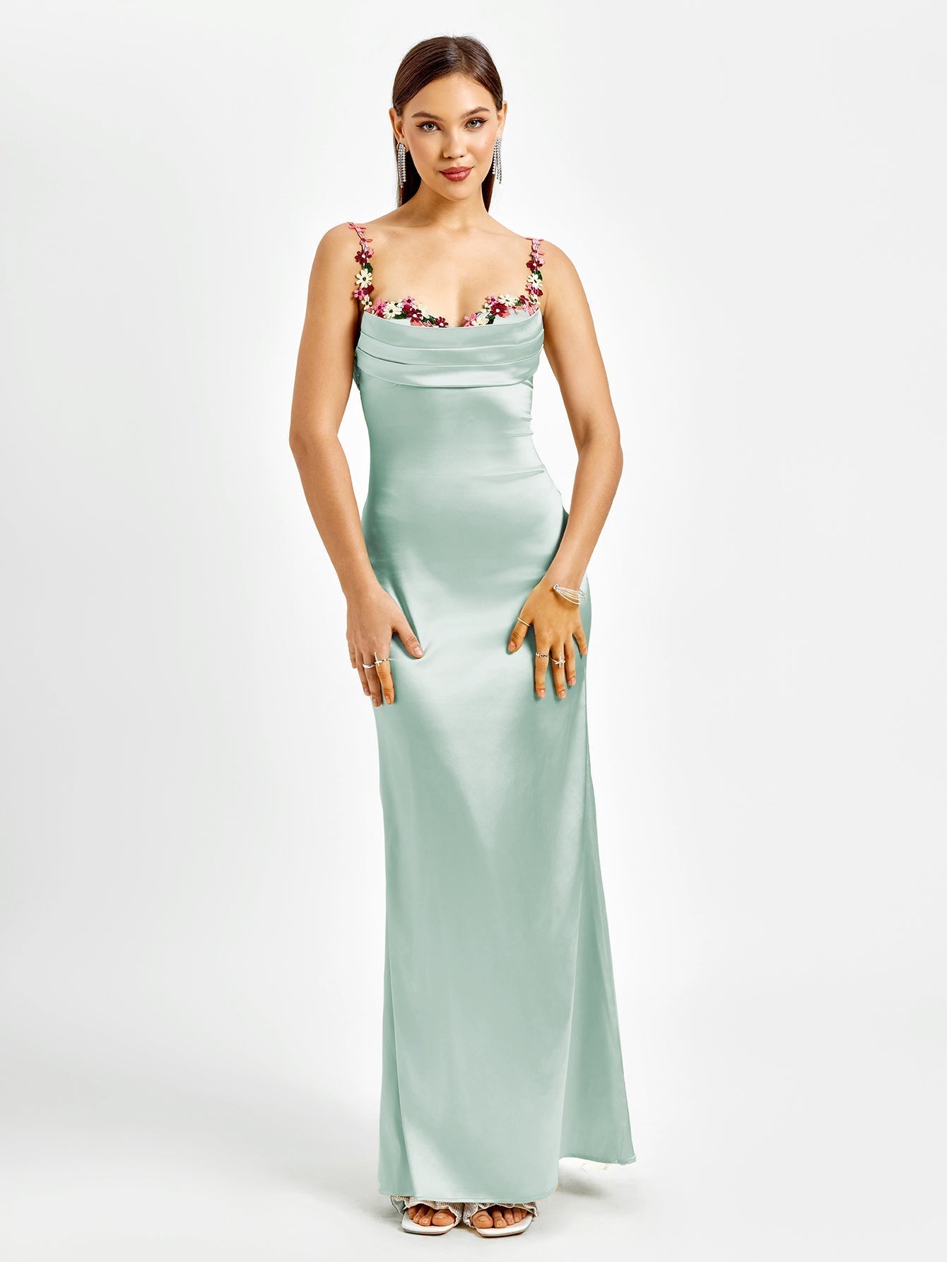 Irvin | Verzierter Träger-Rücken-Satin-Bodycon-Kleid