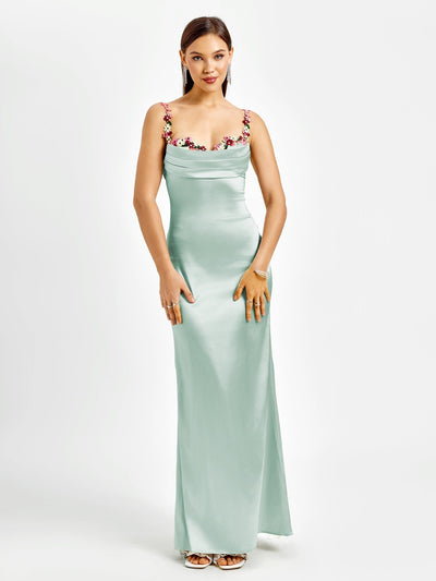 Irvin | Verzierter Träger-Rücken-Satin-Bodycon-Kleid