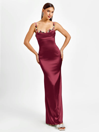 Irvin | Verzierter Träger-Rücken-Satin-Bodycon-Kleid