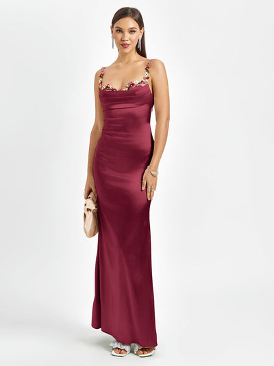 Irvin | Verzierter Träger-Rücken-Satin-Bodycon-Kleid