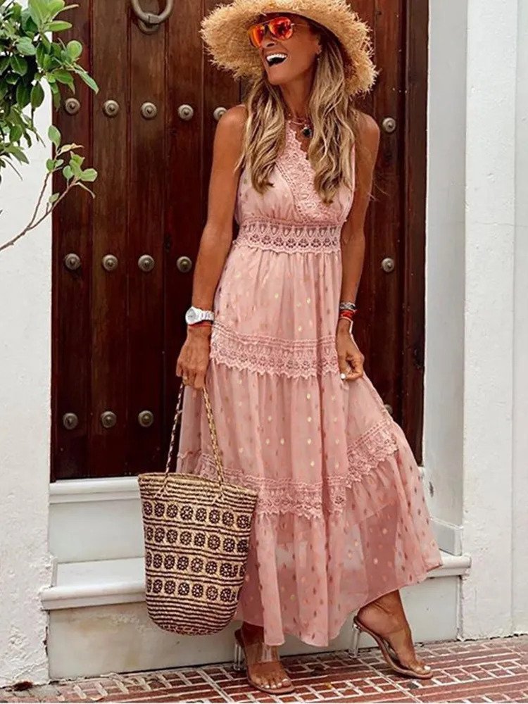 Andrea | Boho Langes Sommerkleid Damen