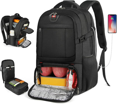 Extra-großer Reiserucksack mit Laptopfach, USB-Ladeanschluss und isoliertem Fach – Ideal für Reisen, Studium und Beruf