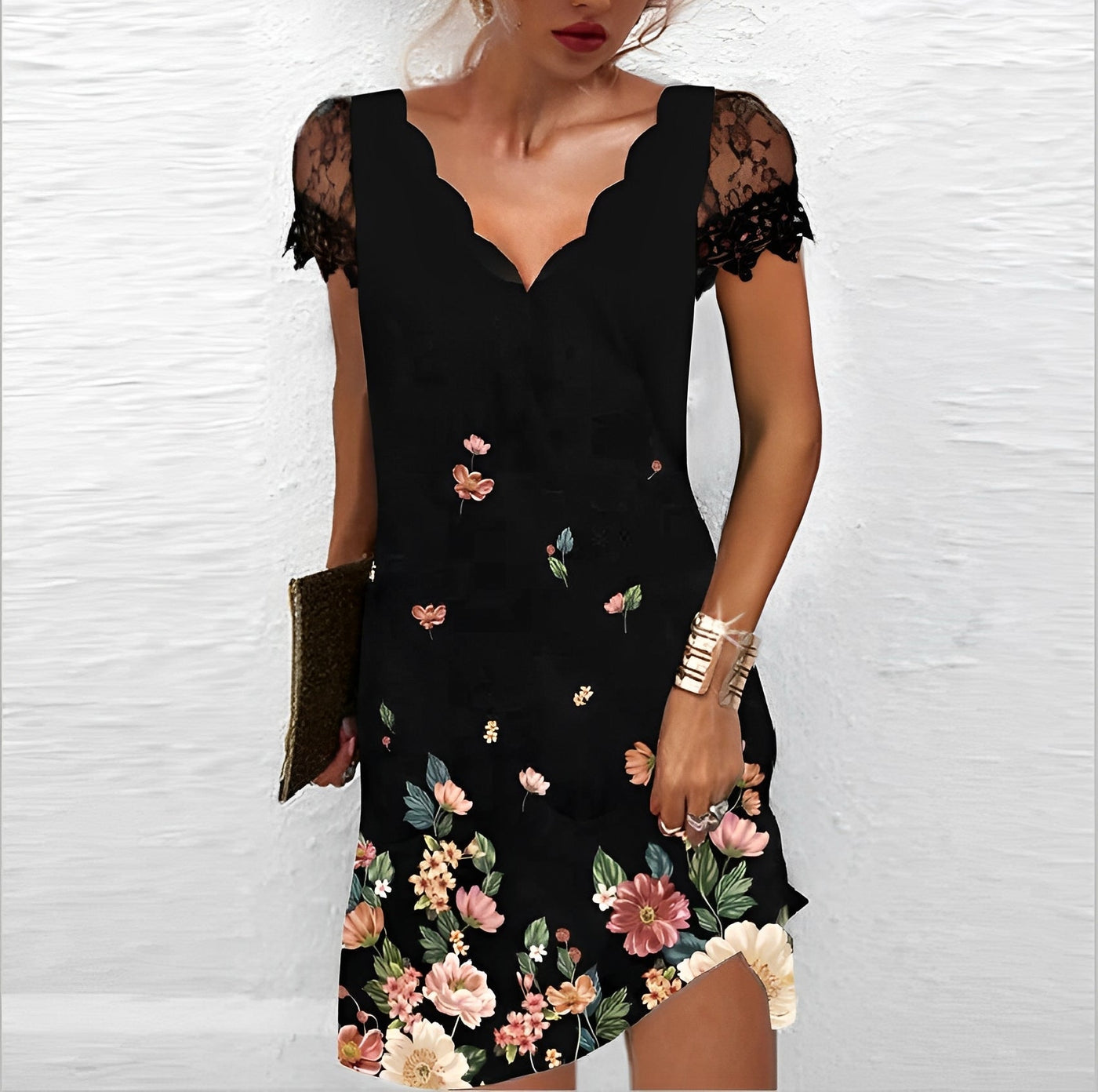 Kristine - Elegantes Midi-Kleid mit V-Ausschnitt