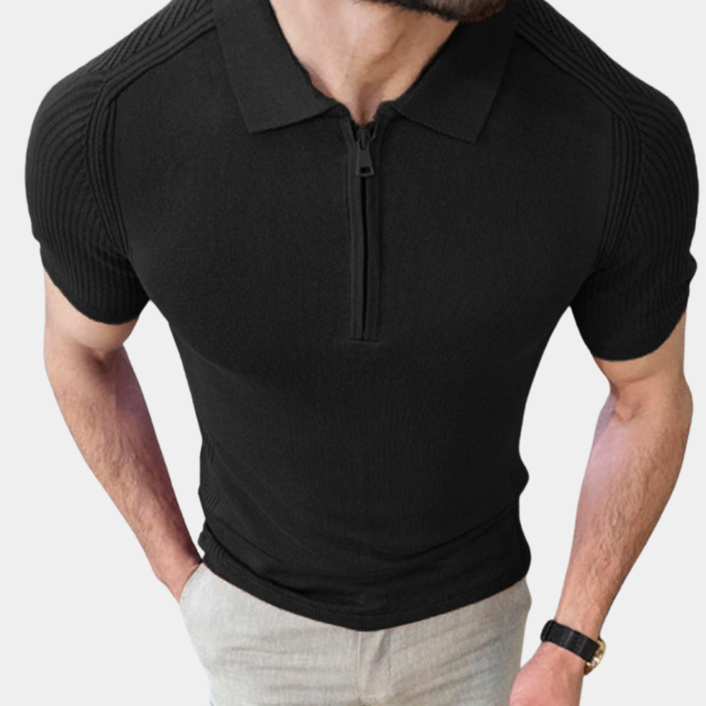 Herren Poloshirt mit Reißverschluss - Casual Eleganz - Baumwolle