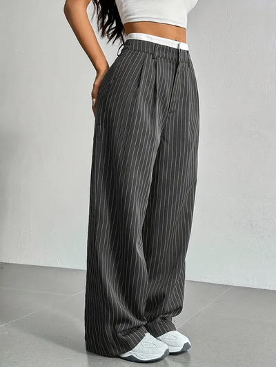 Gestreifte Damen Stoffhose