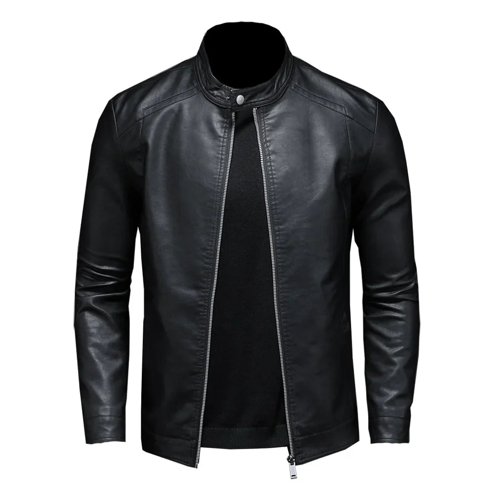 Herren Schlanke Passform Biker Jacke | Schwarz