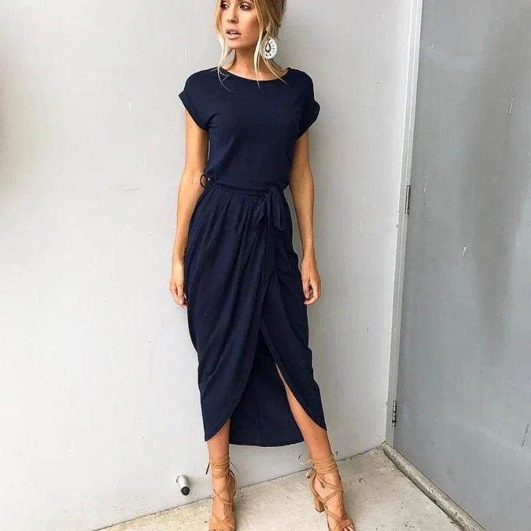 Terres - Modisches Damen Kleid Midi Schlitz Elegant