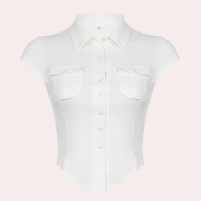 Annika - Einfache Weiße Bluse Damen Basis Kleiderschrank