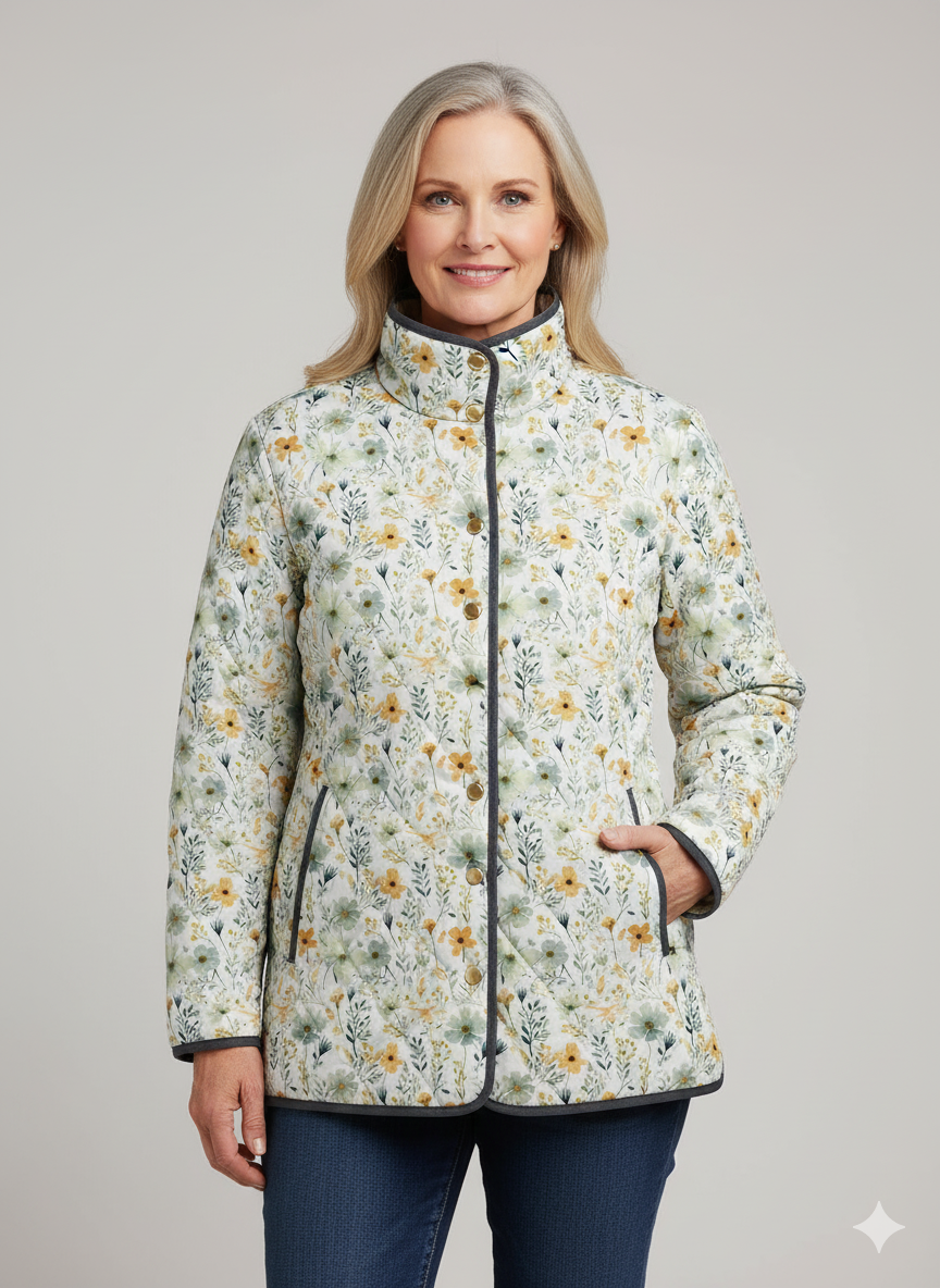 Wunderschöne floral bedruckte Steppjacke für Frauen