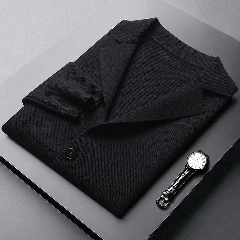 Premium Herren Cardigan mit Reverse Kragen aus Baumwolle