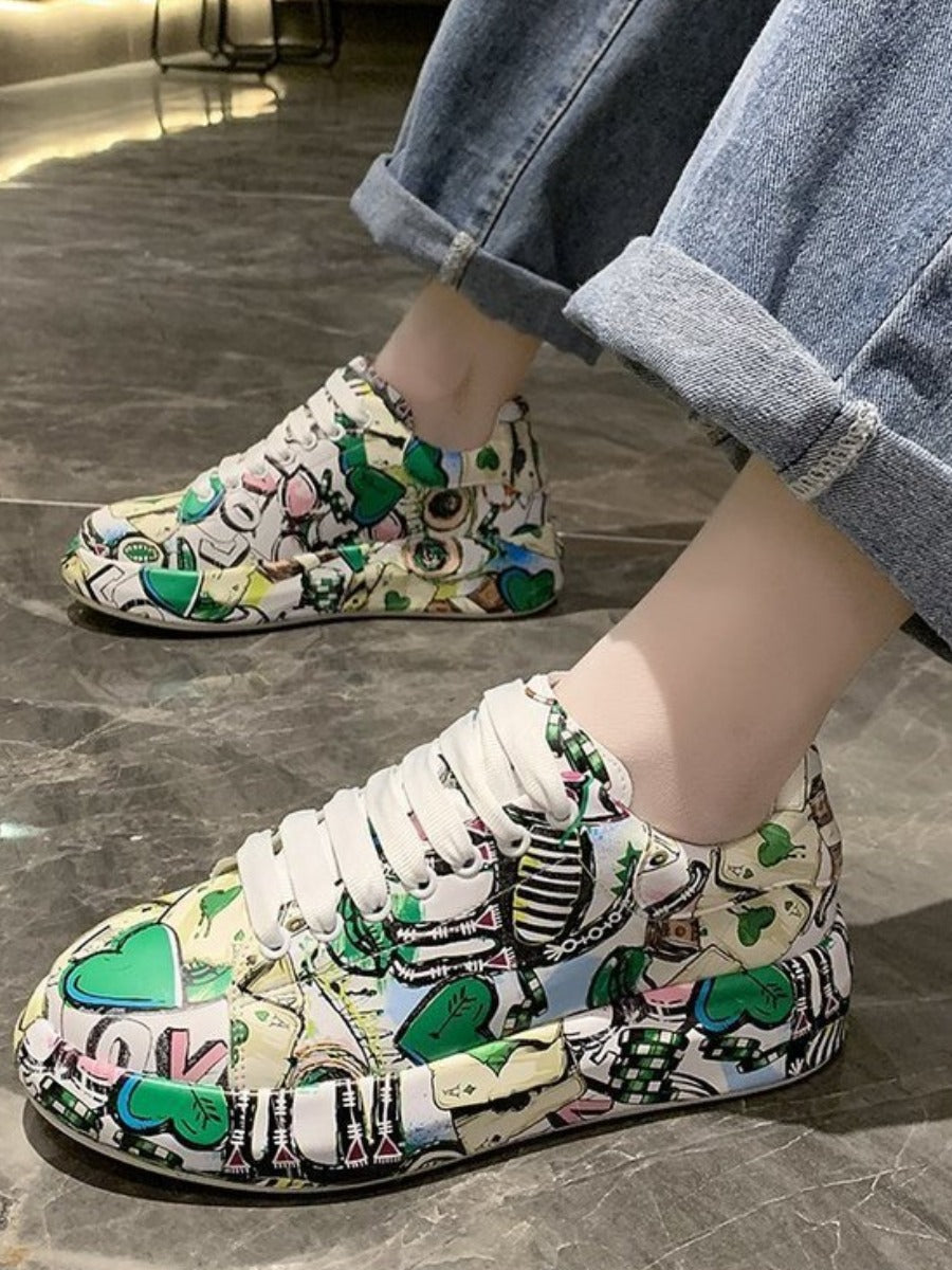 Detanny - Trendige Graffiti Freizeit Damen Sneaker