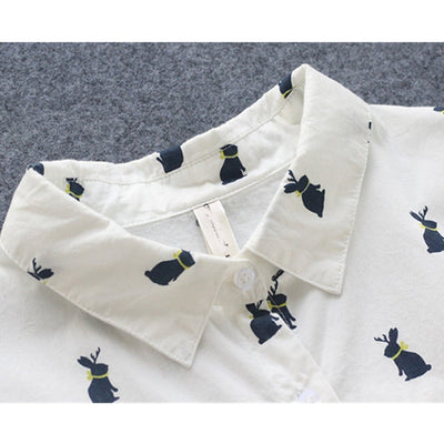 Verspieltes Shirtkleid mit Hasenprint und Reverskragen – Elina