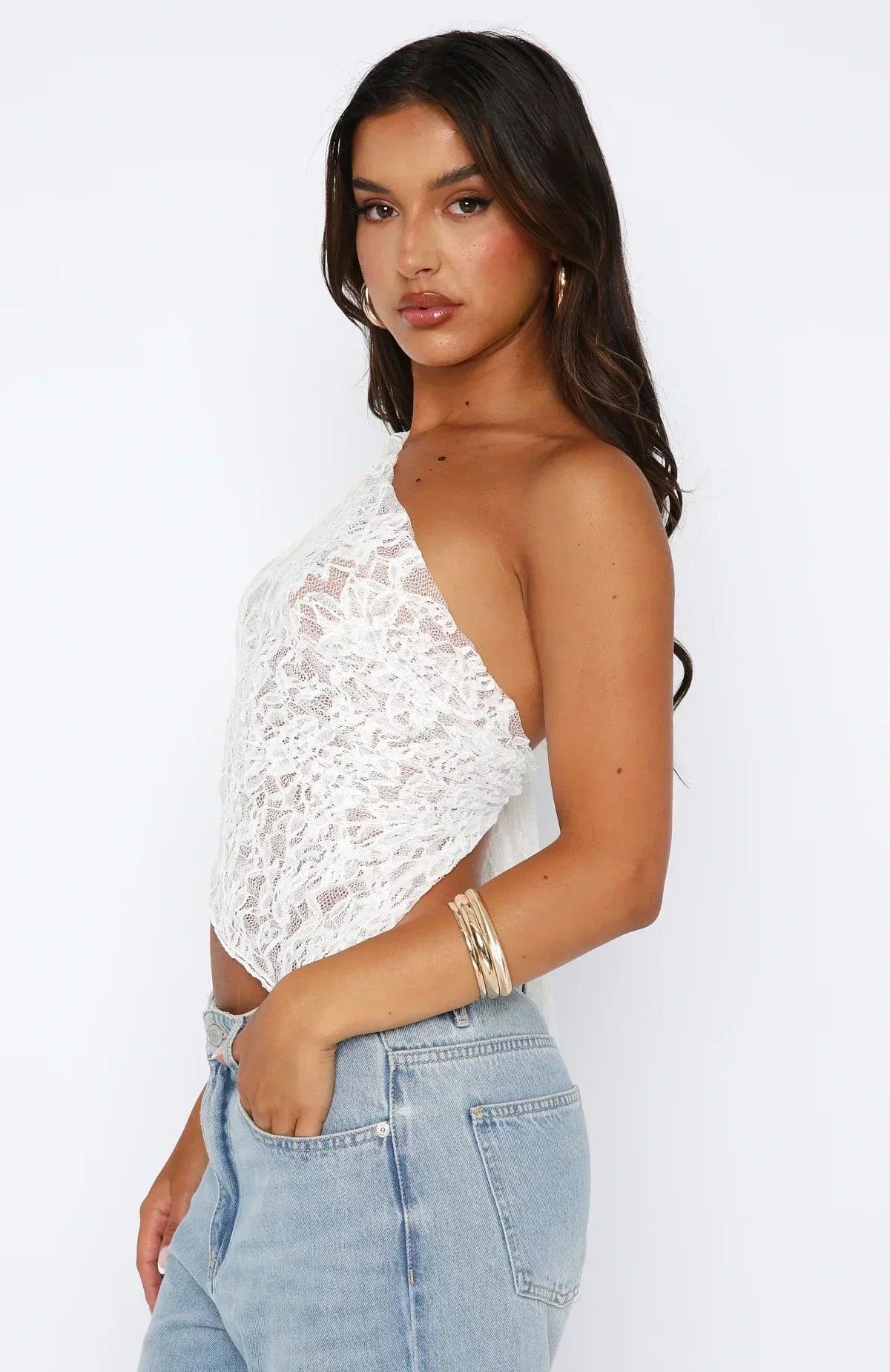 Damen-Spitzen-Top