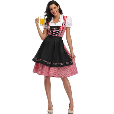 Oktoberfest Dirndl Damen – Traditionelles Trachtenkleid mit Schürze