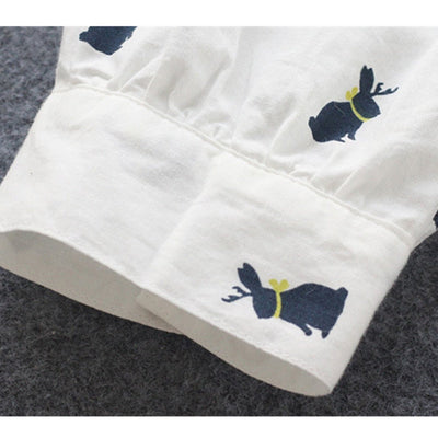 Verspieltes Shirtkleid mit Hasenprint und Reverskragen – Elina