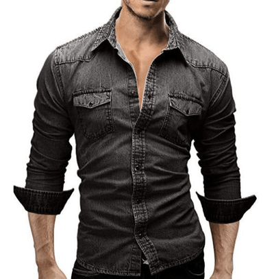 Herren Denim Hemd Casual Stil aus Weichem Stoff mit Langen Ärmeln