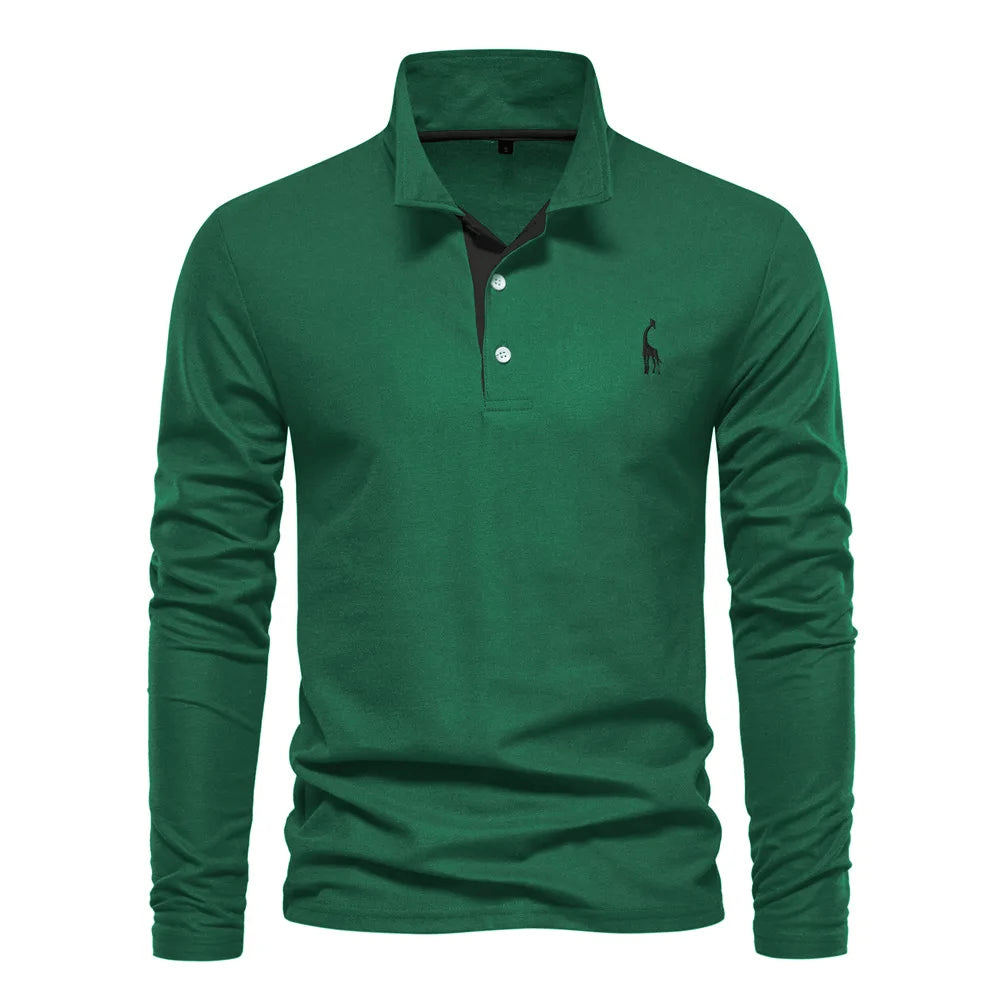 Herren Langarm Poloshirt mit Eleganten Details aus Hochwertiger Baumwolle