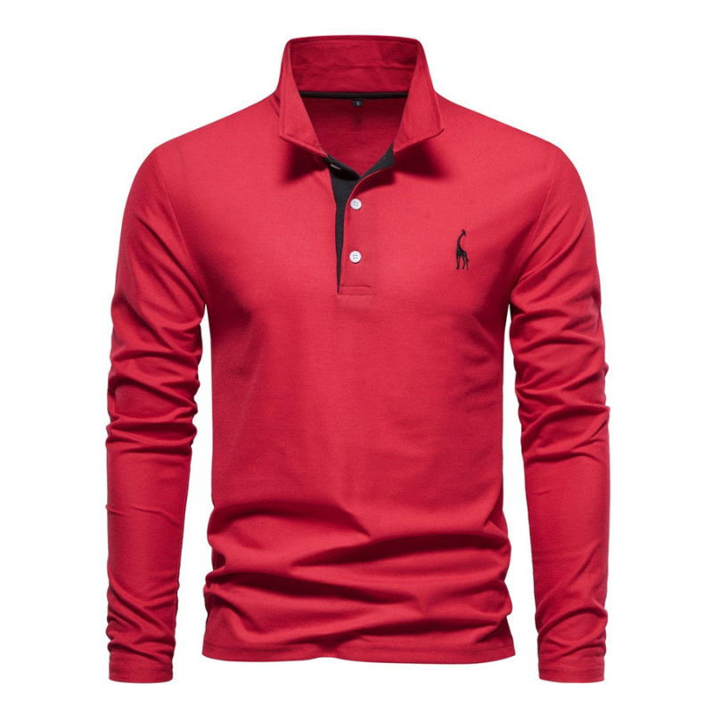 Herren Langarm Poloshirt mit Eleganten Details aus Hochwertiger Baumwolle