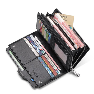 Avelena | Herren Lederhandtasche Multifunktionaler Langer Kartenhalter