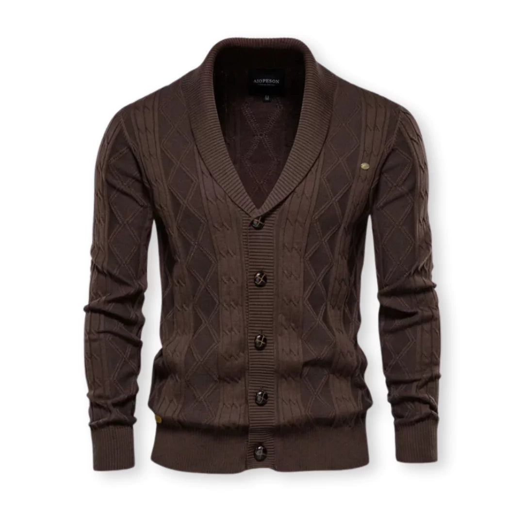 Herren Strickjacke mit Schalkragen - Klassisch Elegant
