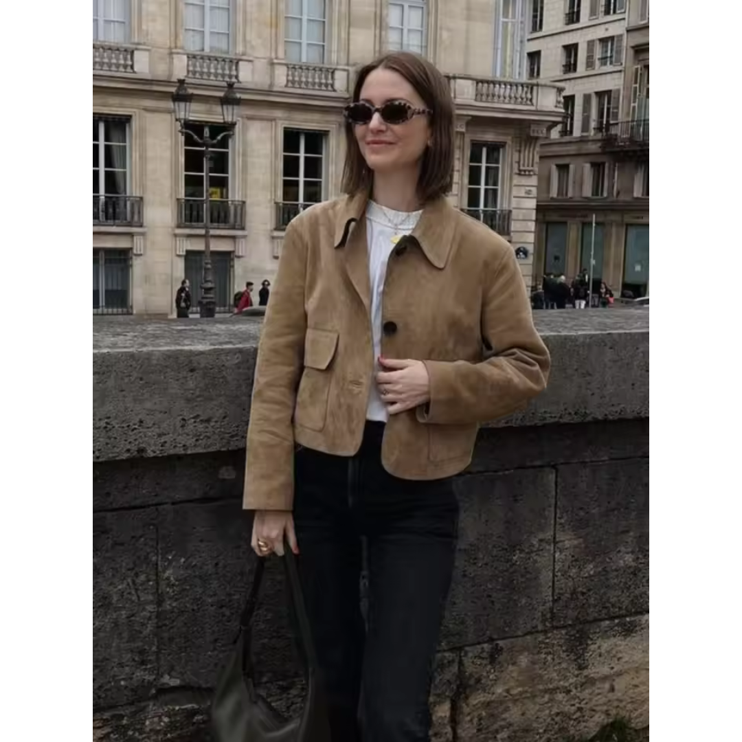 Damen Kurzer Knopf Daunen Jacke | Langarm