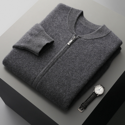 Herren Woll-Strickjacke mit Reißverschluss - Hochwertig & Warm