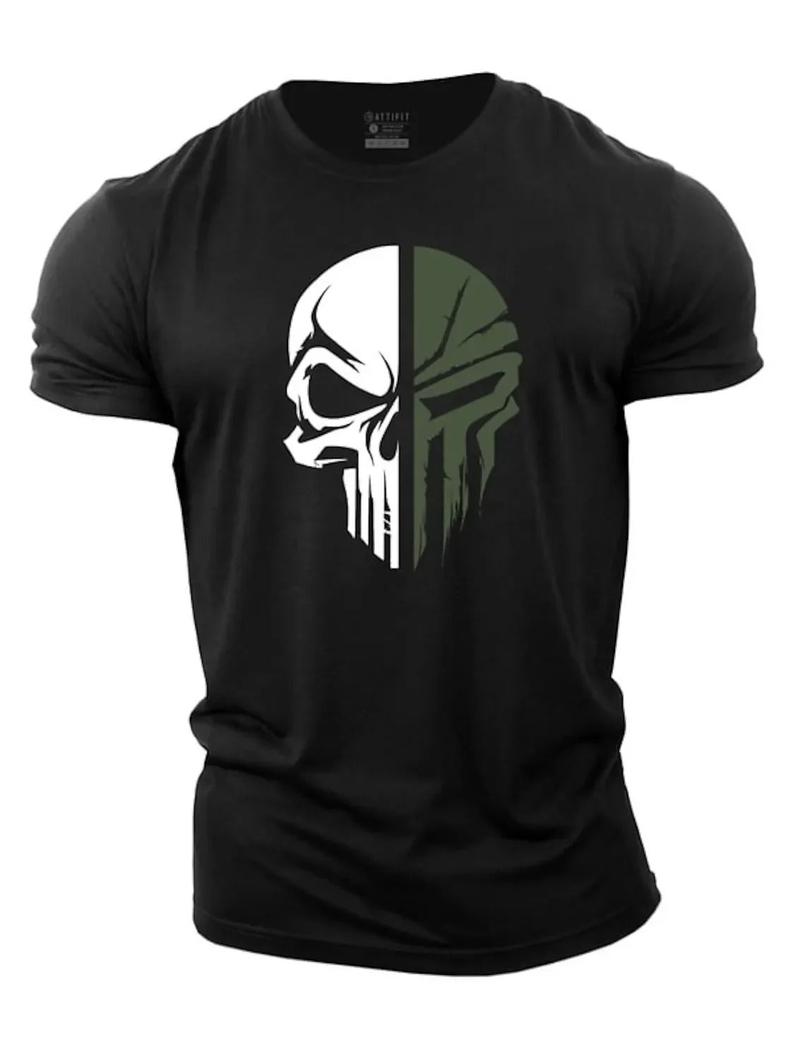 Herren Totenkopf T-Shirt im Military-Stil