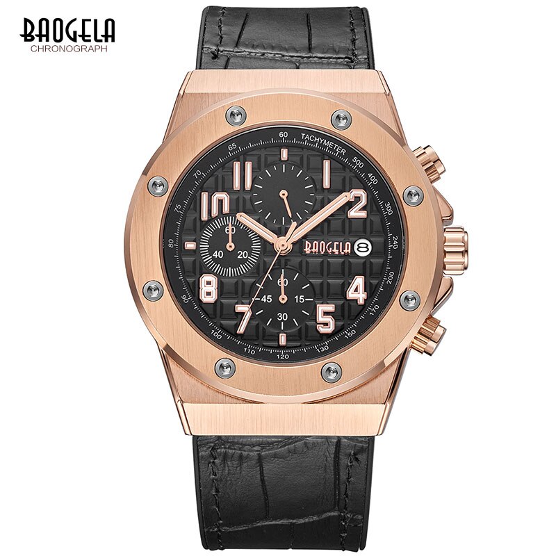 Elegante Herren Chronograph Armbanduhr
