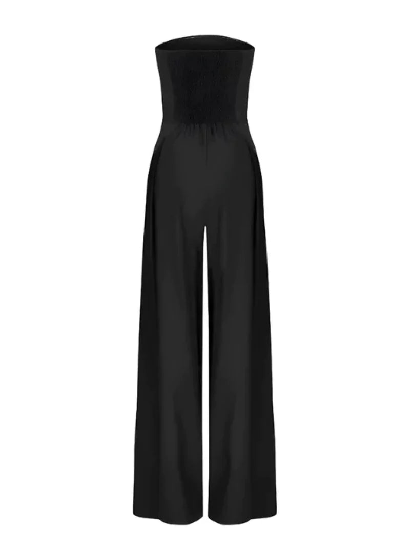 Damen Jumpsuit ohne Träger – Dunkelblau & Elegant mit weitem Bein