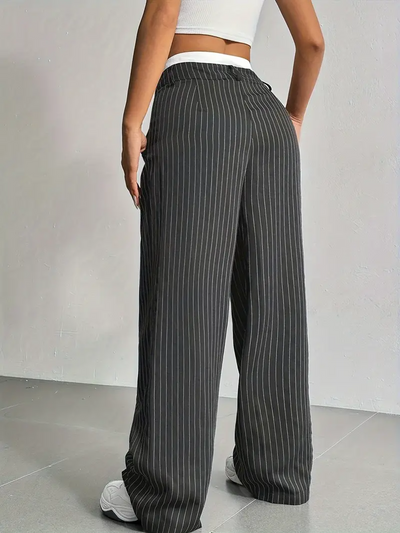 Gestreifte Damen Stoffhose