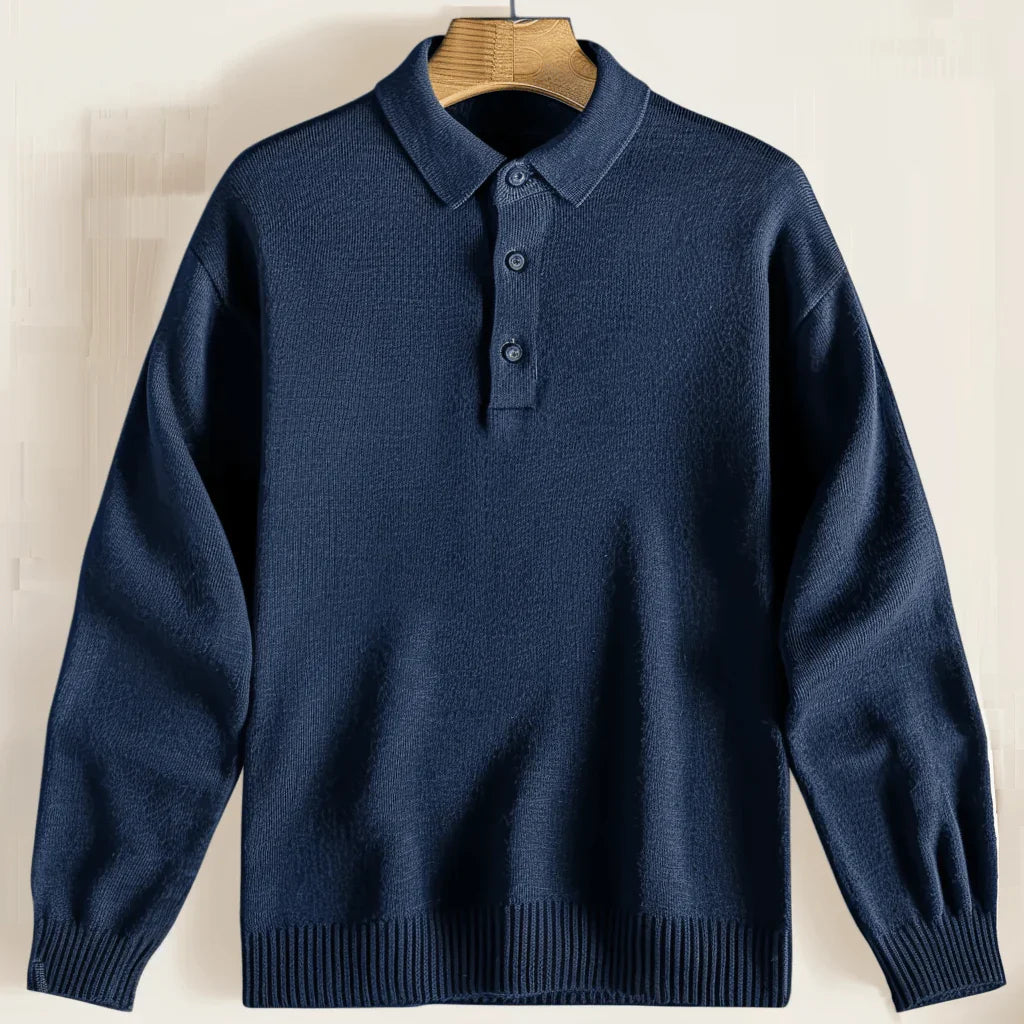 Herren Polo Strick Pullover | Langarm