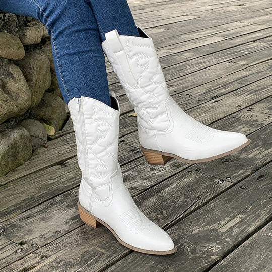 Klassische Damen-Cowboystiefel aus Leder – Elegantes Design für Jeden Anlass