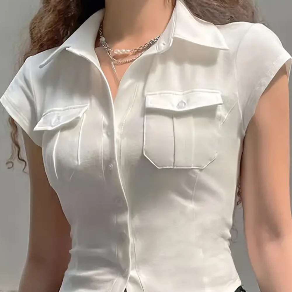 Annika - Einfache Weiße Bluse Damen Basis Kleiderschrank