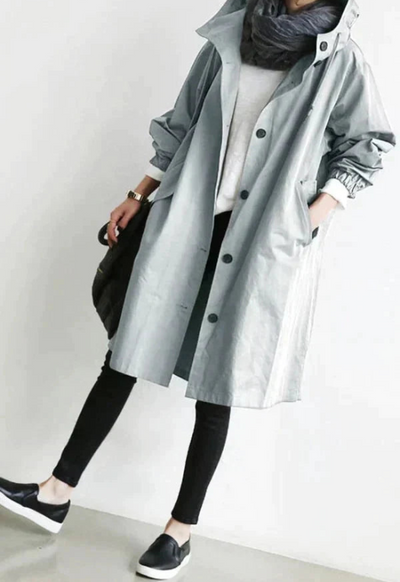 Langer wasserabweisender Damenmantel mit verstellbarer Kapuze für Winter und Regen – Damenmäntel