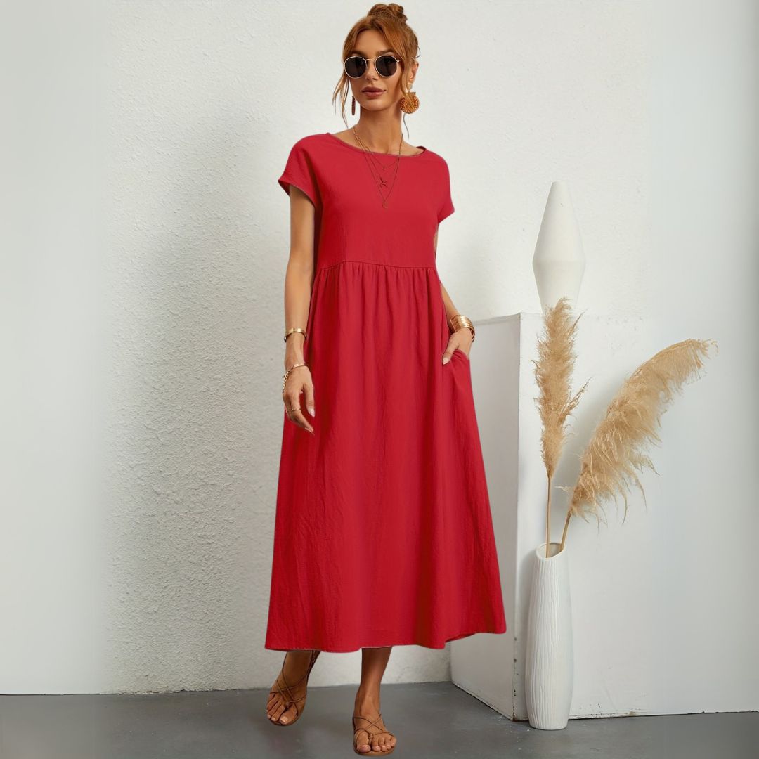 Kaliyah | Damen Maxikleid mit Rundhals