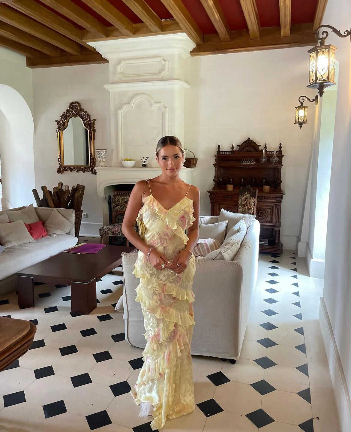 Eva | Maxikleid Sommer mit Rüschen für Damen – Festlich und Elegant