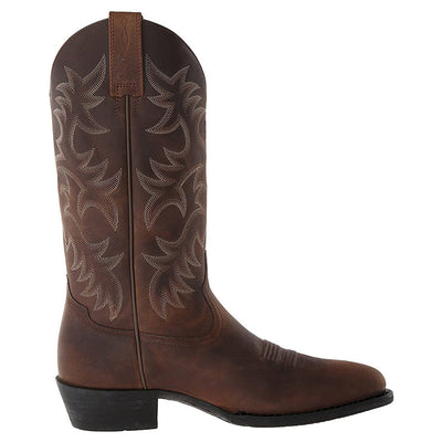 Damen Western-Cowboystiefel in Mittlerer Höhe mit Spitzem Zehenbereich und Dekorativer Ziernaht