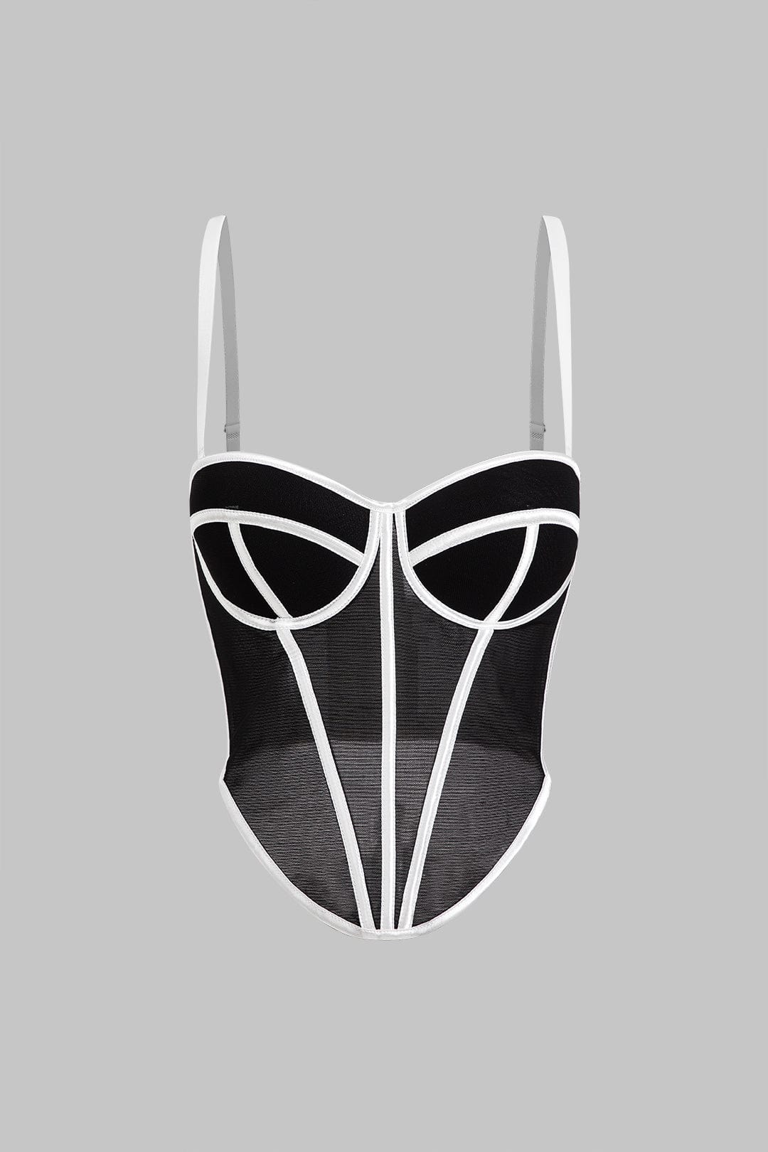 Cecilia | Elegantes Mesh-Korsett-Top mit Kontrastpaspeln