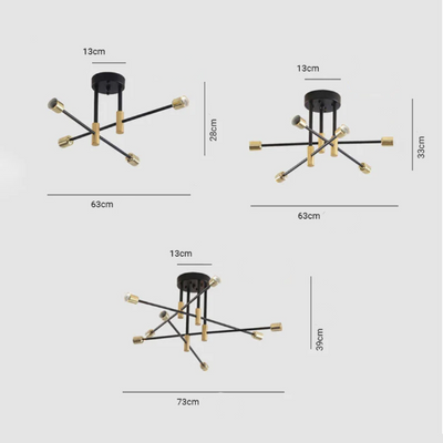 Moderne LED-Deckenleuchte Schwarz und Gold für Wohnzimmer und Schlafzimmer – Warmweiße Beleuchtung 15-20 m²