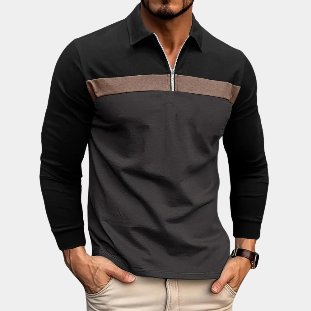Herren Langarm Poloshirt Baumwolle Komfort-Fit