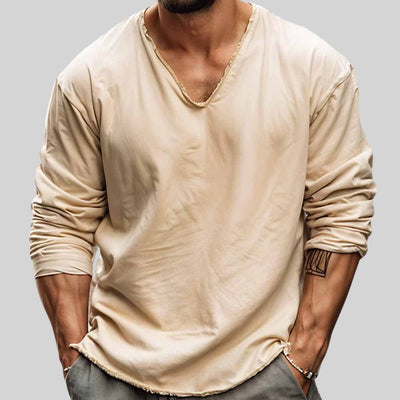 Ira | Lockeres Langarm-Hemd mit tiefem V-Ausschnitt für Männer