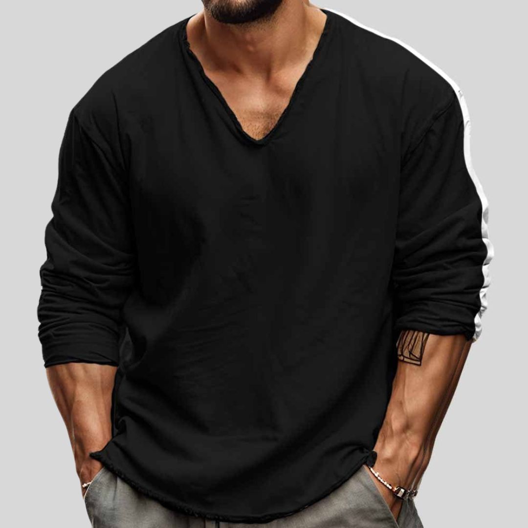Dino | Langarm-Hemd mit tiefem V-Ausschnitt für Männer