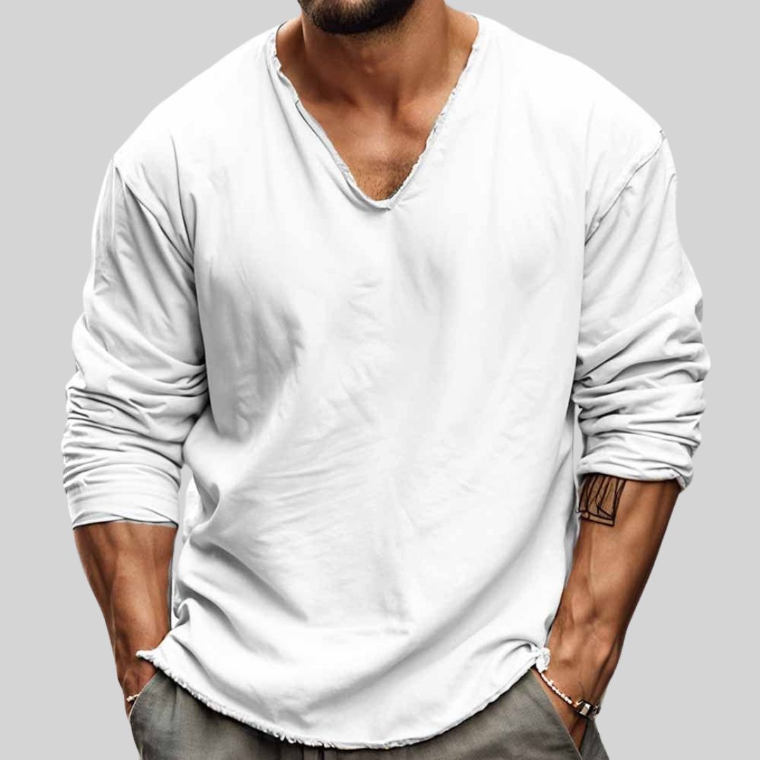 Ira | Lockeres Langarm-Hemd mit tiefem V-Ausschnitt für Männer