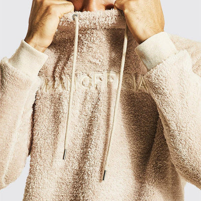 Herren gemütlicher Fleece-Pullover mit hohem Kragen und Kordelzug Aliams