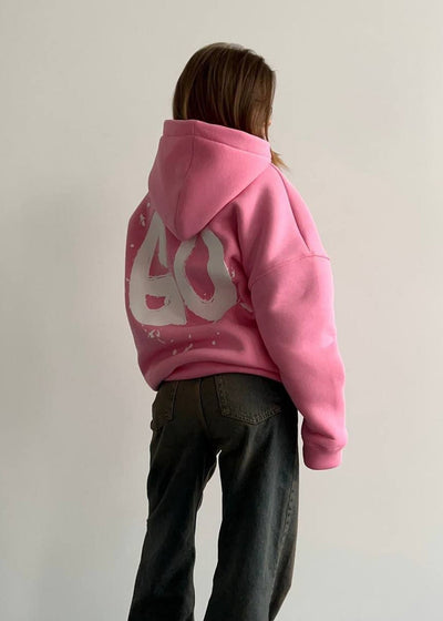 Oversized Hoodie mit abstraktem Rückendruck – Urban, Cozy & Ausdrucksstark